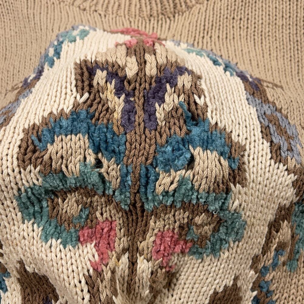 VTG Ann Taylor Sweater Women M Beige Floral Tapestry Knit Grannycore Cottagecore - Picture 3 of 9